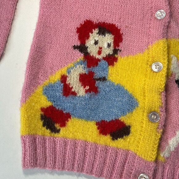 Vintage 1950’s Hand-knit Kids Sweater Little Bo Peep and Sheep - Picture 2 of 8